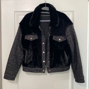 Mixed fabric winter jacket